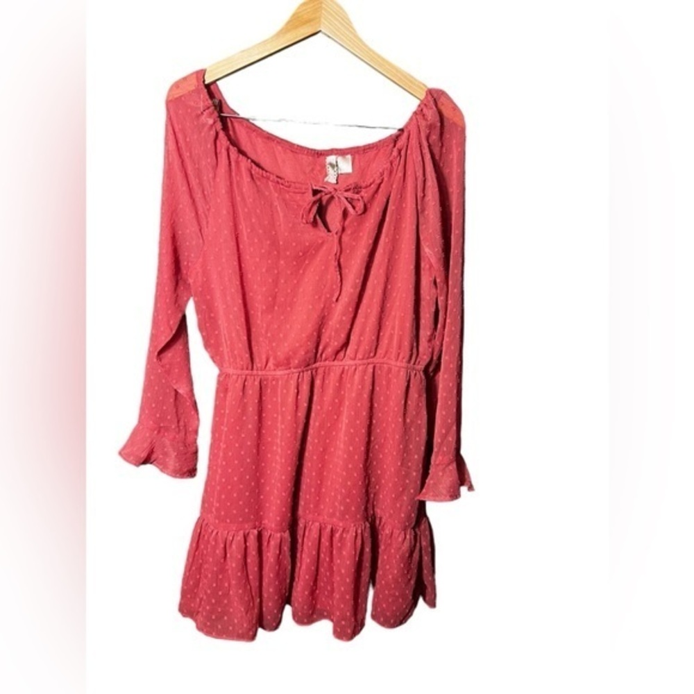 H&M Dress Dusty Rose M Floaty Sheer Sleeves Off The Shoulder‎